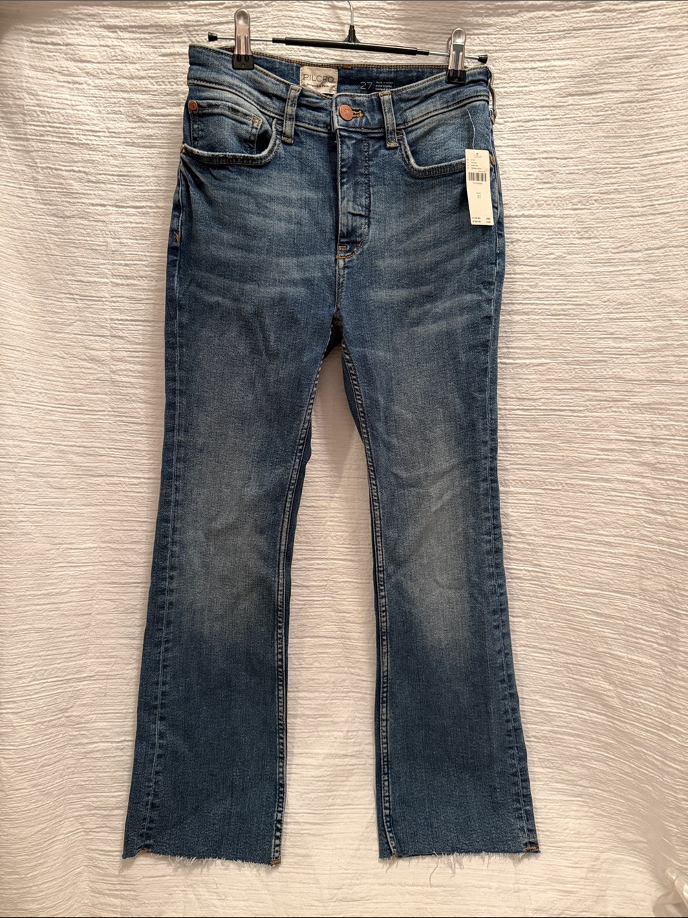 Pilcro Wide-Leg Flare Jeans in Blue Wash